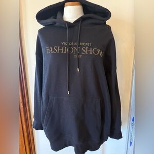 Victoria's Secret Fashion Show 2025 Black Hoodie with Gold diamond Text